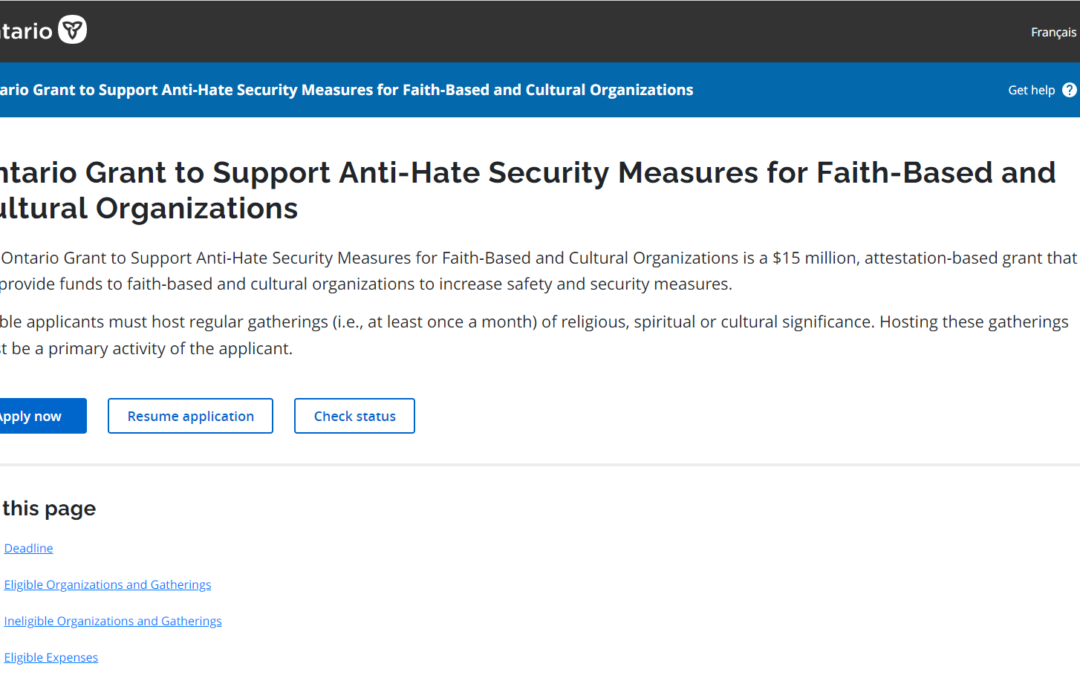 Call for Applications – Ontario Grant