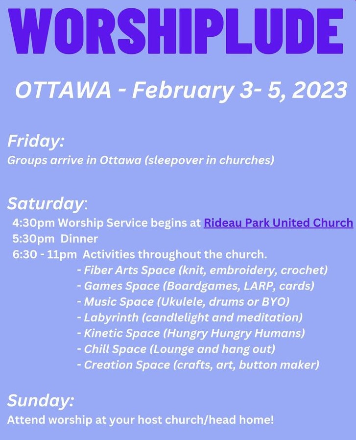 purple worshiplude event poster