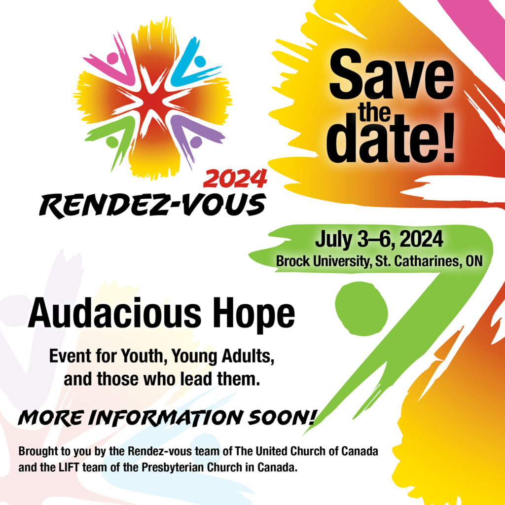 a poster with orange green and red promoting rendez vous 2024