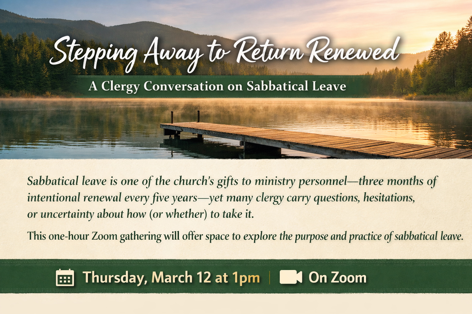 a wooden dock with a mountain and sun setting in the background